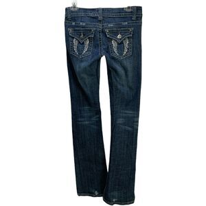 Zipper Jeans Junior Women's Boot Cut Size 7 W28 Embellished Pockets Rhinestone